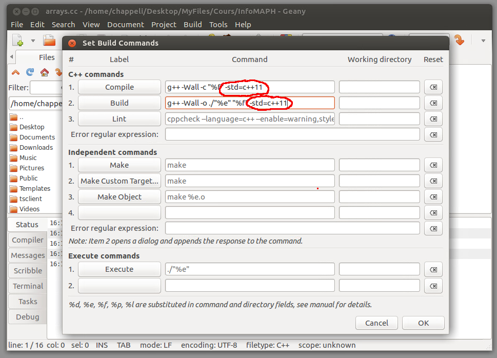 [ajout de l'option -std=c++11]