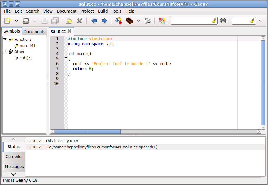 Geany en mode c++