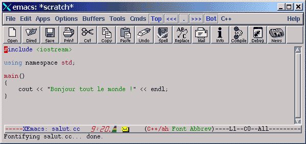 Emacs en mode c++